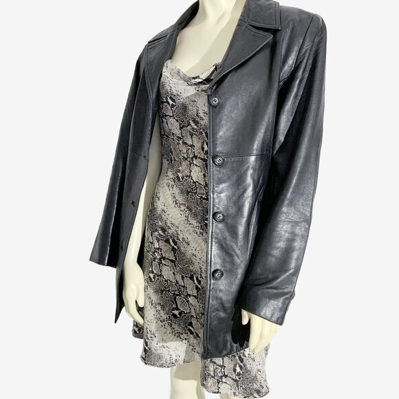 Vintage Y2K Satin Snakeskin Print Slip Dress with Cowl Neckline / Medium-Large - Picture 10 of 10